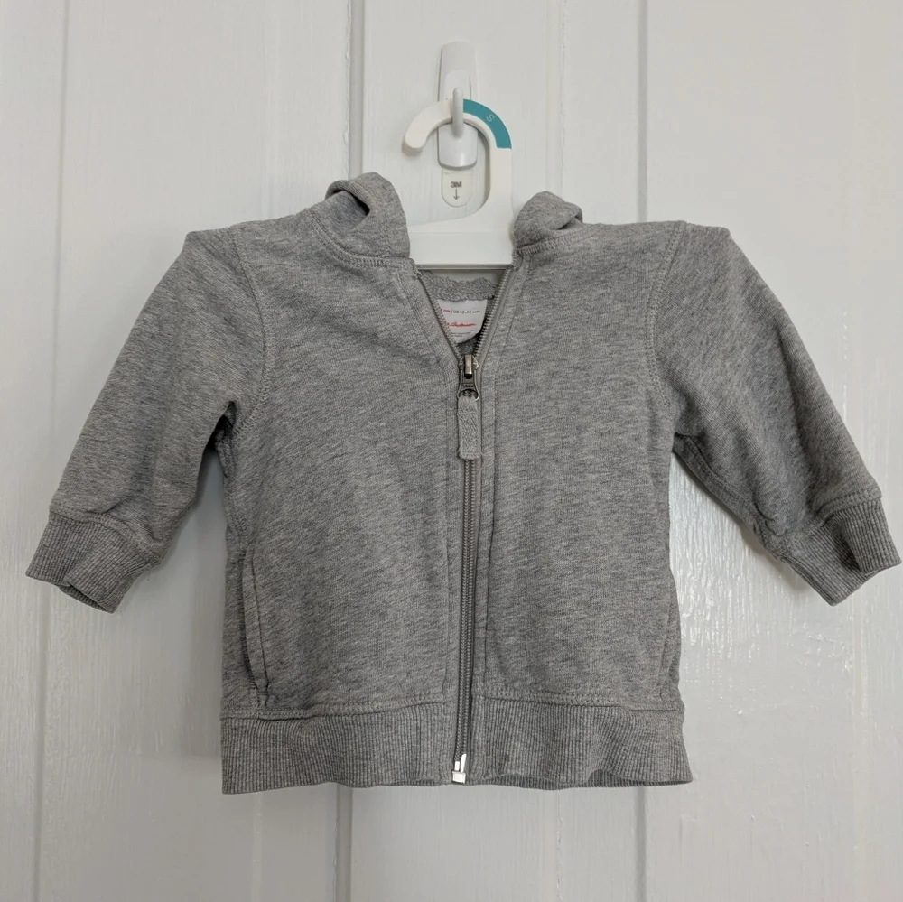 Hanna Andersson Gray Baby Bear Ears Zip Hoodie